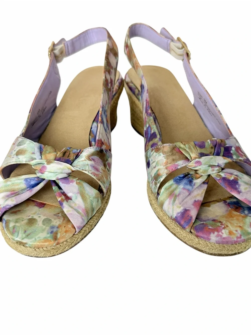 Bella Vita Lavender Multi Floral Knot Slingback Wedges